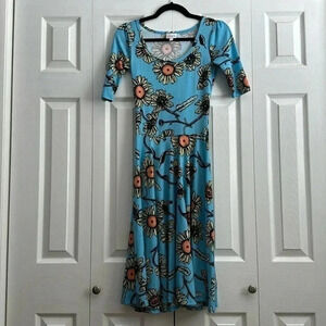 LulaRoe Blue Sunflower Dress XXS